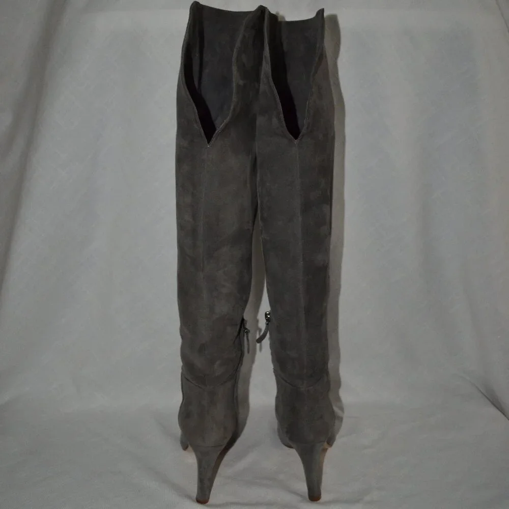 Sz 38 7.5 Gabriela Hearst Gray Suede Over the Knee 1/4 Zip 3.5